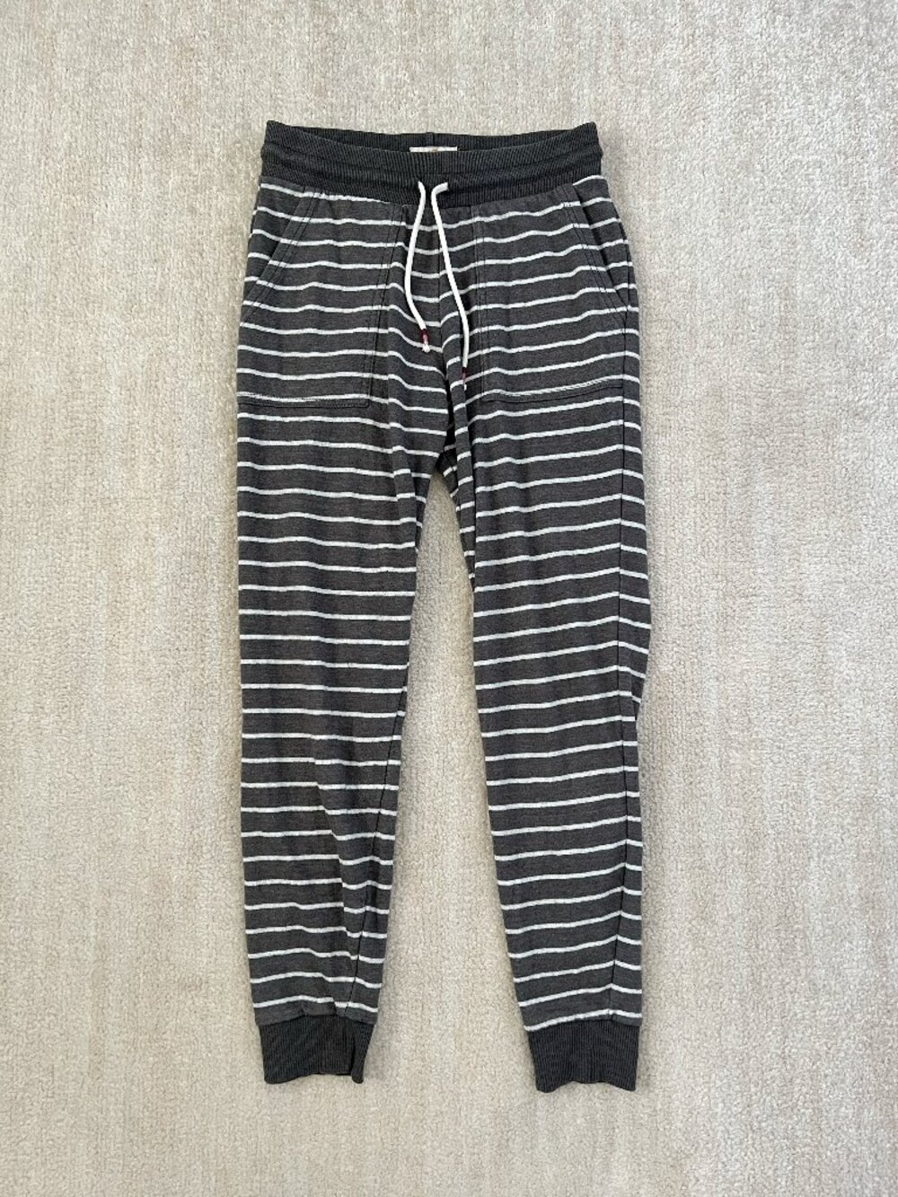Marine Layer Gray White Stripe Lounge Sweatpants Jogger Crop Pants XS Drawstring
